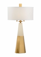 69258 Chelsea House 34.5in. Winfield Lamp - Alabaster with Linen Shade and Natural White/Coffee Bronze Finish