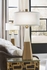 69258 Chelsea House 34.5in. Winfield Lamp - Alabaster with Linen Shade and Natural White/Coffee Bronze Finish