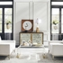 69258 Chelsea House 34.5in. Winfield Lamp - Alabaster with Linen Shade and Natural White/Coffee Bronze Finish