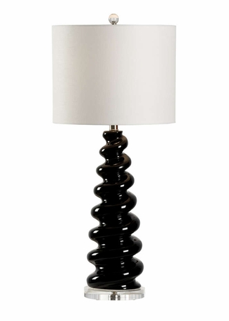 69307 Chelsea House Ceramic & Acrylic Black Glaze Spiral Lamp - Black