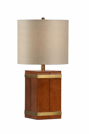69309 Chelsea House Leather & Brass Chestnut Gilbert Lamp
