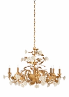 69326 Chelsea House 24in. Iron/Ceramic Queensland Chandelier with Antique Gold/White Finish