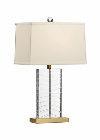 69357 Chelsea House 25in. Summerset Crystal Lamp with Silkette Shade and Clear/Antique Finish