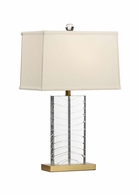 69357 Chelsea House 25in. Summerset Crystal Lamp with Silkette Shade and Clear/Antique Finish