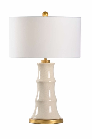 69426 Chelsea House Ceramic Cream Crackle Glaze & Gold Leaf Stepped Cream Lamp