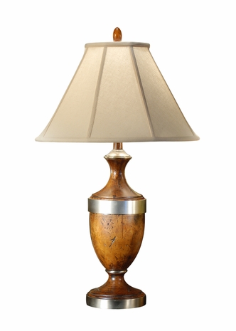 6943 Wildwood Lamps Banded Urn Lamp with Handmade and Finished Wood with Alloy
