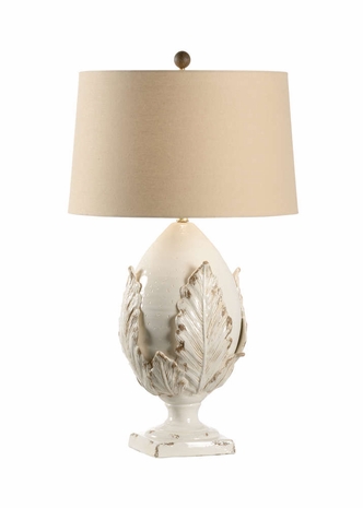 69451 Chelsea House Ceramic Aged Cream Glaze Large Cream Artichoke Lamp
