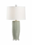 69481 Chelsea House 33.5in. Ceramic Colorado Lamp - Mint with Linen Shade and Mint Green Glaze/Clear Finish