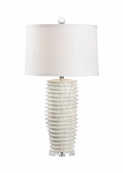 69482 Chelsea House 33.5in. Ceramic Colorado Lamp - Marblized with Linen Shade and White Marbled Glazed/Clear Finish