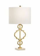 69486 Chelsea House 30in. Iron Artistic Lamp - Gold with Linen Shade and Antique Gold Leaf/Natural White Finish
