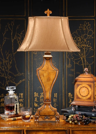 6951 Wildwood Lamps Square Urn Lamp with Antiqued Old Wood and Faux Wood with Brass