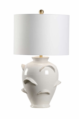 69520 Chelsea House Ceramic Antique White Glaze Whiston Lamp - White