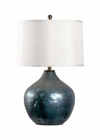 69524 Chelsea House Glass Iridescent Blue Green Longhall Urn Lamp - Sea Breeze