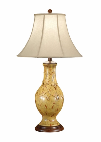 6954 Wildwood Lamps Leaves Falling Lamp with Antique Colorations on Porcelain