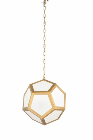 69575 Chelsea House Iron/Glass Antique Brass/White York Pendant (Sm)