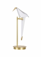 69601 Chelsea House 24in. Iron/Styrene Origami Bird Table Lamp with Antique Brass/Cream Finish