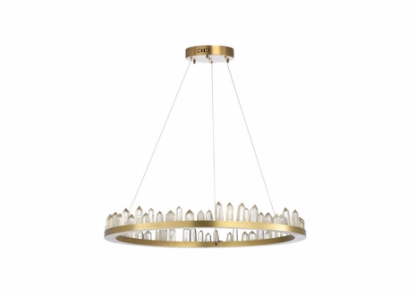 69622 Chelsea House Iron/Rock Crystal Antique Brass/Natural Jones Chandelier