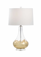 69641 Chelsea House 27in. Glass Leafed Lamp with Linen Shade and Clear/Gold Leaf Finish
