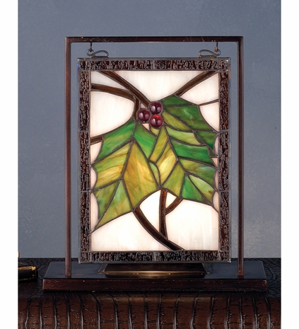 69657 Meyda Tiffany Lodge Holiday Holly & Berries mini Window