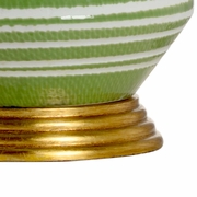 69716 Chelsea House 30in. Ceramic Hive Lamp - Green with Linen Shade and White Glaze/Antique Gold Leaf Finish