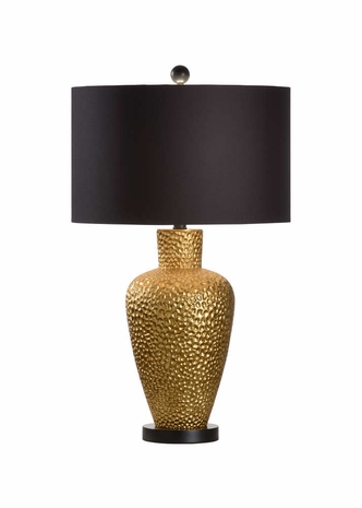 69779 Chelsea House 29.5in. Ceramic Athens Vase Lamp with Silkette Shade and Metallic Gold Glaze/Matte Black Finish