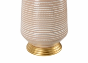 69805 Chelsea House 30in. Porcelain Hive Lamp - Desert with Linen Shade and Brown/Grey/Cream/Antique Gold Leaf Finish