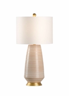 69805 Chelsea House 30in. Porcelain Hive Lamp - Desert with Linen Shade and Brown/Grey/Cream/Antique Gold Leaf Finish