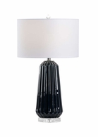 69811 Chelsea House 28in. Ceramic Gamble Lamp - Blue with Linen Shade and Midnight Blue Glaze/Clear Finish