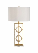 69839 Chelsea House 30.5in. Iron Dorset Lamp with Silkette Shade and Antique Gold Leaf/Clear Finish