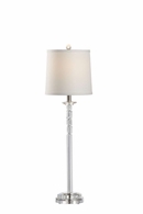 69915 Chelsea House 34in. Crystal Raleigh Buffet Lamp with Linen Shade and Clear Finish