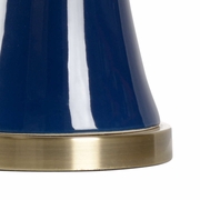 69954 Chelsea House 29in. Ceramic Rockport Beach Lamp with Linen Shade and Cobalt Glaze/Antique Brass Finish