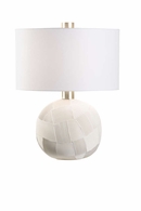 70030 Chelsea House 27in. Ceramic Valencia Lamp with Linen Shade and Matte White Finish