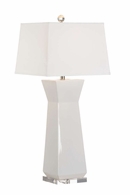 70047 Jamie Merida 35.5in. Ceramic Fontainebleau Table Lamp - White with Silkette Shade and White Glaze/Clear Finish