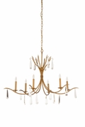 70058 Chelsea House 34in. Iron/Crystal Giulia Chandelier with Antique Gold/Clear Finish