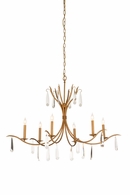 70058 Chelsea House 34in. Iron/Crystal Giulia Chandelier with Antique Gold/Clear Finish