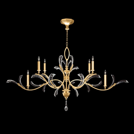 700840-SF3 Fine Art Lighting Beveled Arcs 74"W Oblong Chandelier with Gold Leaf Finish