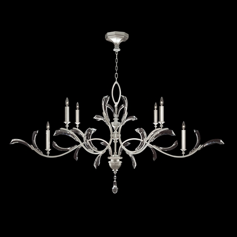 700840-SF4 Fine Art Lamps Beveled Arcs 74"W Oblong Chandelier with Silver Finish