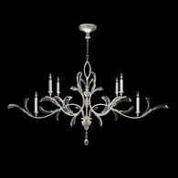 700840-SF4 Fine Art Lighting Beveled Arcs 74"W Oblong Chandelier with Silver Leaf Finish