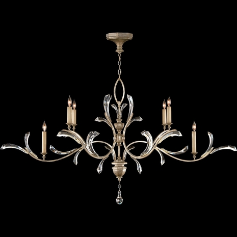 700840 Fine Art Lighting Beveled Arcs 74"W Oblong Chandelier with Silver Finish