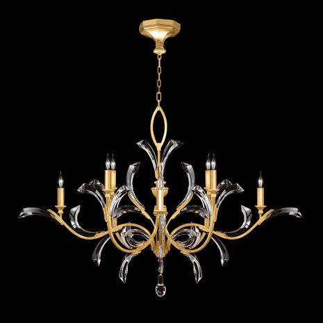 701240-SF3 Fine Art Lamps Beveled Arcs 57"W Round Chandelier with Gold Finish