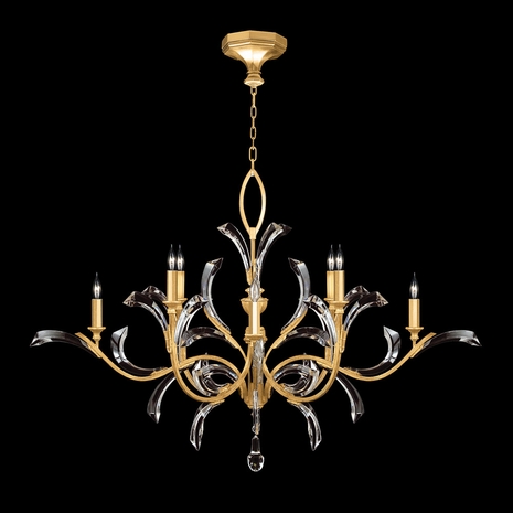 701240-SF3 Fine Art Lighting Beveled Arcs 57"W Round Chandelier with Gold Leaf Finish