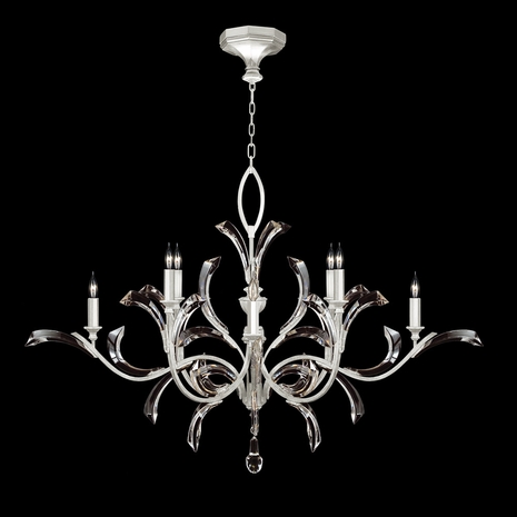 701240-SF4 Fine Art Lamps Beveled Arcs 57"W Round Chandelier with Silver Finish