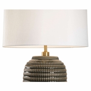 70126 Town Square 25.5in. Ceramic Cooper Table Lamp with Linen Shade and Gray Glaze Finish