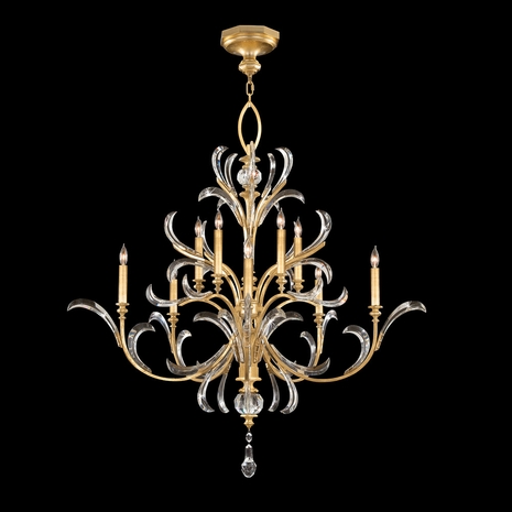 701340-SF3 Fine Art Lighting Beveled Arcs 56"W Round Chandelier with Gold Leaf Finish