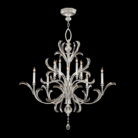 701340-SF4 Fine Art Lighting Beveled Arcs 56"W Round Chandelier with Silver Leaf Finish
