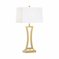 70139 Town Square 31.5in. Metal/Glass Arbor Table Lamp with Linen Shade and Gold Leaf/Clear Finish