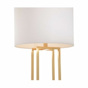 70141 Shayla Copas 38in. Metal/Marble Tower Buffet Lamp with Linen Shade and Brass/Natural White Finish