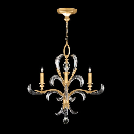 701540-SF3 Fine Art Lighting Beveled Arcs 28"W Round Chandelier with Gold Leaf Finish
