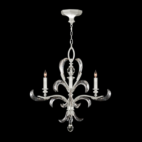 701540-SF4 Fine Art Lighting Beveled Arcs 28"W Round Chandelier with Silver Leaf Finish