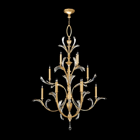 702040-SF3 Fine Art Lamps Beveled Arcs 56"W Round Chandelier with Gold Finish